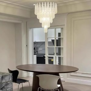 Bellagio - elegancka lampa wisząca szklana biała chrom, widok aranżacyjny