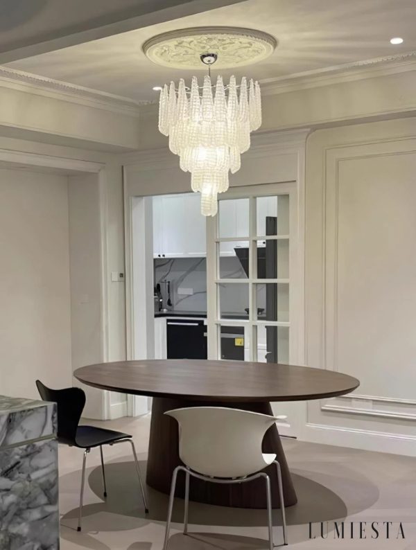 Bellagio - elegancka lampa wisząca szklana biała chrom, widok aranżacyjny