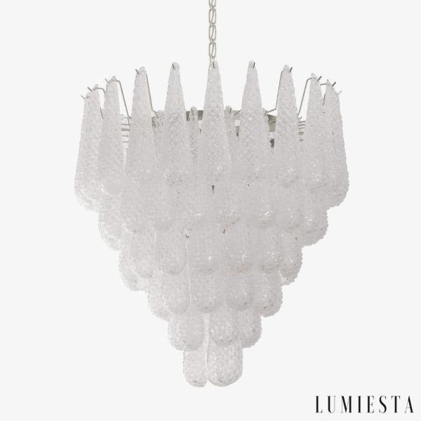 Lampa wisząca szklana biała chrom Bellagio, widok z przodu, Ø52/53/66/80/105 cm