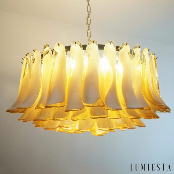 Bosco - lampa wisząca z niklową obręczą i bursztynowymi kloszami