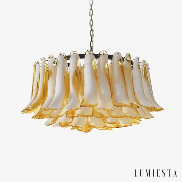 Lampa wisząca szklana nikiel bursztynowa biała Bosco do salonu