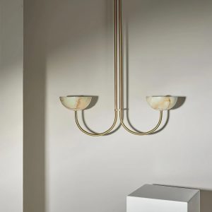 Lampa wisząca Braganca w złotym wykończeniu, perspektywa od spodu