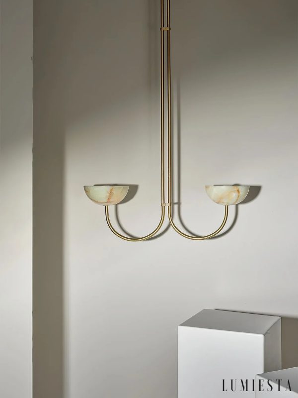 Lampa wisząca Braganca w złotym wykończeniu, perspektywa od spodu