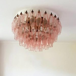 Brezza - lampa sufitowa szklana różowo-złota glamour z profilu