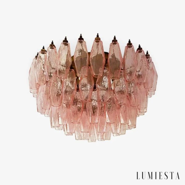 Lampa sufitowa szklana różowo-złota glamour Brezza Ø63 x H44 cm do salonu