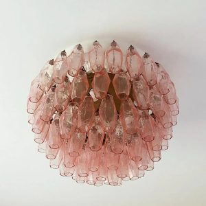 Brezza - złote mocowanie i szklane elementy lampy sufitowej do salonu