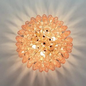 Brezza - lampa sufitowa szklana glamour w różowo-złotym wykończeniu