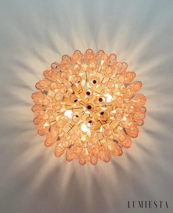 Brezza - lampa sufitowa szklana glamour w różowo-złotym wykończeniu