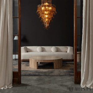 Lampa wisząca Brilla ze szklanymi elementami o ciepłym, bursztynowym połysku