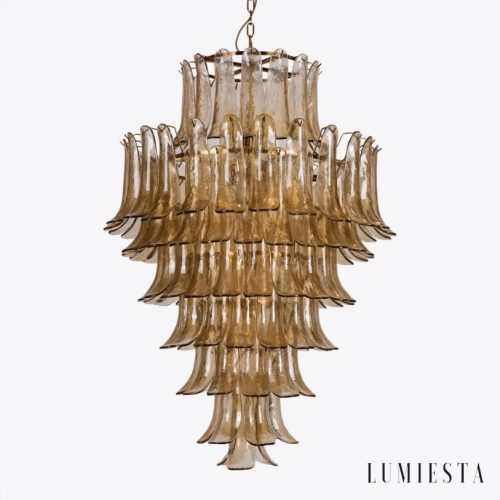 Lampa wisząca szklana złota bursztynowa Brilla do salonu, widok główny
