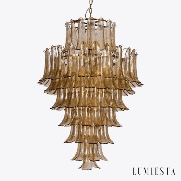 Lampa wisząca szklana złota bursztynowa Brilla do salonu, widok główny
