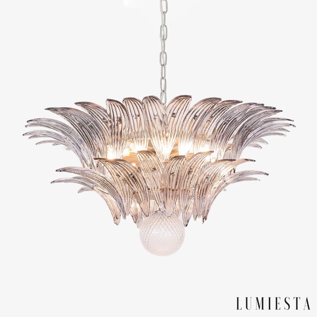 Szklana lampa wisząca glamour złota Bronzo do salonu, widok od przodu