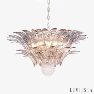 Szklana lampa wisząca glamour złota Bronzo do salonu, widok od przodu