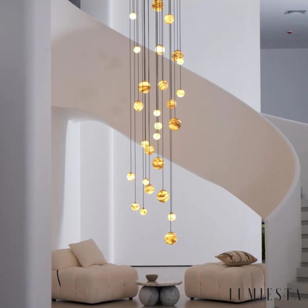 Lampa wisząca Caldas - profil klosza z alabastru