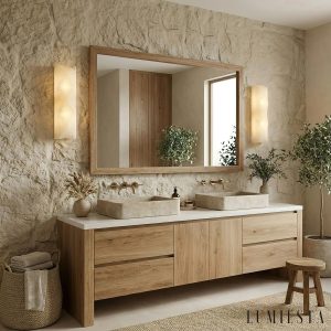 Caparica - minimalistyczny kinkiet alabastrowy biały z profilu
