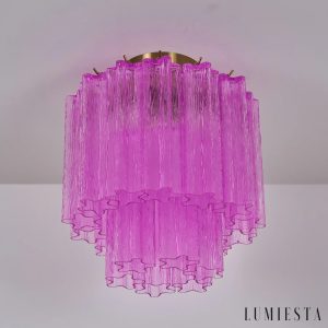Capri - widok na sufitowe lampę glamour z fioletowego szkła i metalu