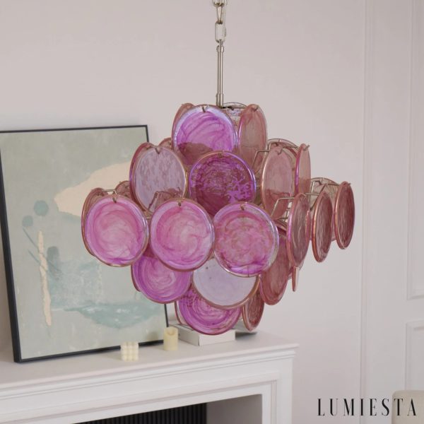 Wiszące Celeste Ø50 cm, pełny widok lampy wiszącej z różowego szkła