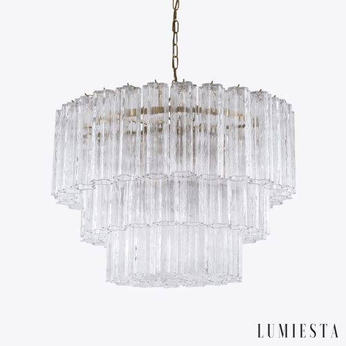 Cerchio - lampa wisząca glamour złota ze szklanymi kloszami do salonu Ø72xH52 cm