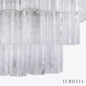 Cerchio - złota lampa wisząca z szklanymi kloszami, widok na całą konstrukcję