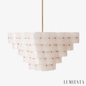 Lampa wisząca szklana złota Como - nowoczesny złoto-biały żyrandol do salonu i jadalni