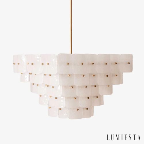 Lampa wisząca szklana złota Como - nowoczesny złoto-biały żyrandol do salonu i jadalni