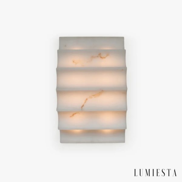 Lampa ścienna alabastrowa biała Comporta - widok główny, stal nierdzewna i alabaster