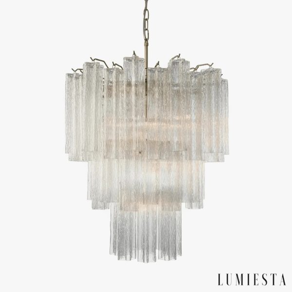 Lampa wisząca złota ze szkłem glamour Cortina do salonu, widok z przodu