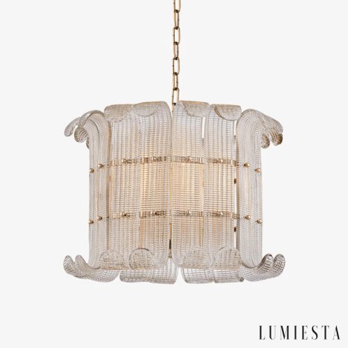 Lampa wisząca glamour metalowa szklana złota Cosmo do salonu, Ø58 cm