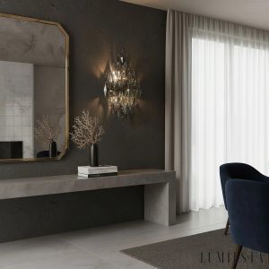 Cuore - pełny widok kinkietu glamour z kolorowym szkłem