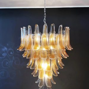 Desiderio - lampa wisząca glamour z metalu i szkła, widok całości z boku