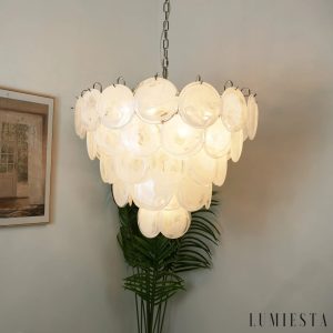 Diana - biała lampa wisząca ze szklanymi kloszami i niklowym wykończeniem