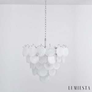Diana - lampa wisząca z białymi ramionami i niklowymi detalami