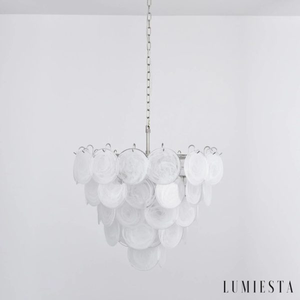 Diana - lampa wisząca z białymi ramionami i niklowymi detalami