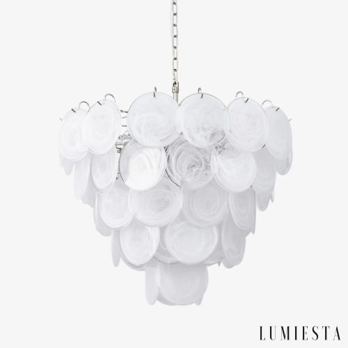Żyrandol wisząca Diana Ø70 cm — nowoczesny design z białym szkłem i metalową konstrukcją nikiel