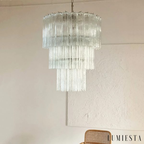 Dolce - lampa wisząca szklano metalowa nikiel, ujęcie pod kątem