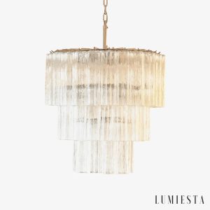 Lampa wisząca szklano metalowa nikiel Dolce do salonu i jadalni Ø65x60 cm