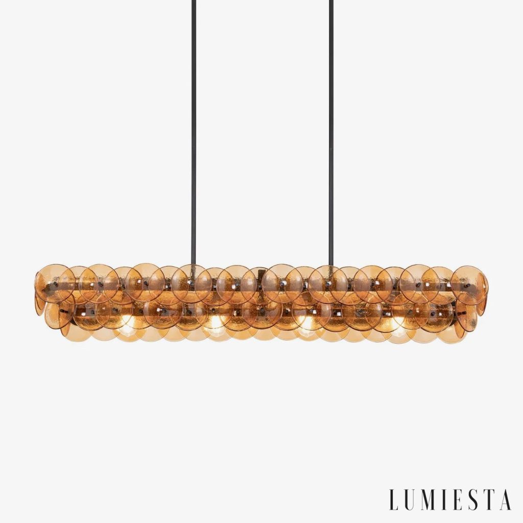 Lumiesta Duomo - Lampa wisząca nowoczesna liniowa bursztynowa do jadalni 137x36x20 cm