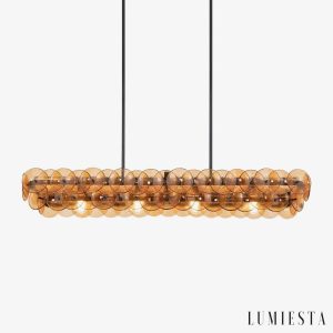 Lumiesta Duomo - Lampa wisząca nowoczesna liniowa bursztynowa do jadalni 137x36x20 cm