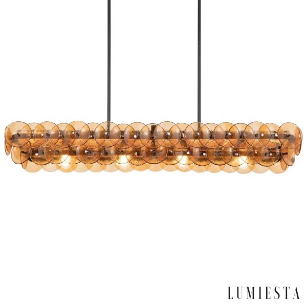 Lumiesta Duomo - Lampa wisząca nowoczesna liniowa bursztynowa do jadalni 137x36x20 cm