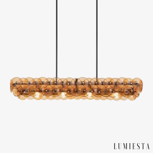 Lumiesta Duomo - Lampa wisząca nowoczesna liniowa bursztynowa do jadalni 137x36x20 cm