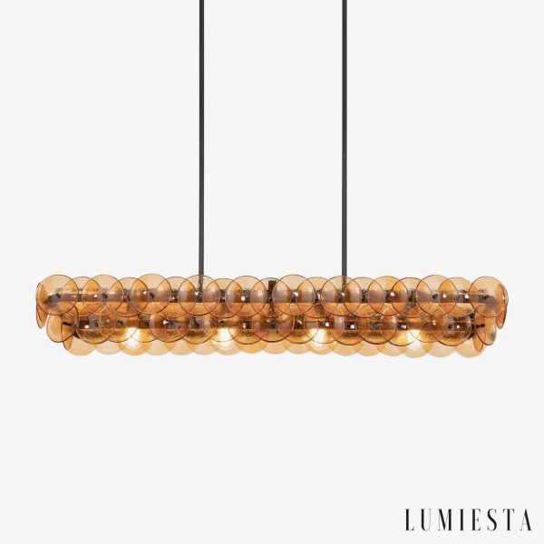 Lumiesta Duomo - Lampa wisząca nowoczesna liniowa bursztynowa do jadalni 137x36x20 cm