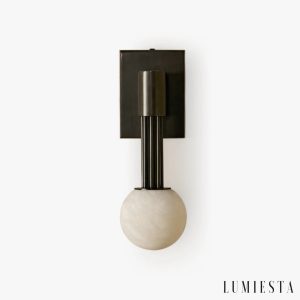 Kinkiet alabastrowy czarny z metalem Fatima - lampa wisząca do salonu, widok ogólny