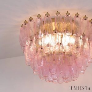 Fiume - złota lampa sufitowa glamour, boczny widok na szklane elementy