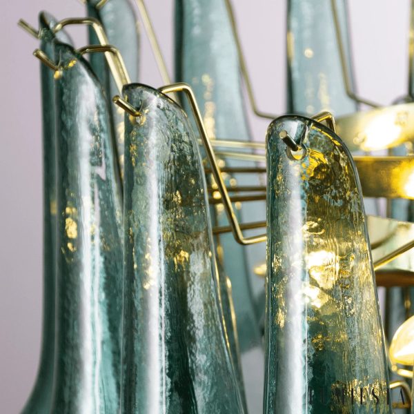 Fogapia - lampa wisząca szklana niebiesko-złota w ujęciu z boku