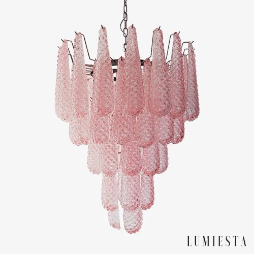 Lumiesta Forma - Lampa wisząca glamour, różowe szkło, do salonu, Ø53/66 cm Lampa wisząca ze różowego szkła Forma do salonu, glamour, widok z przodu