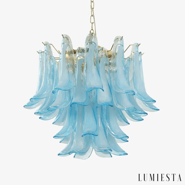 lampa wisząca szklana niebieska złota Galassia - widok całego żyrandola Ø50/60/70 cm