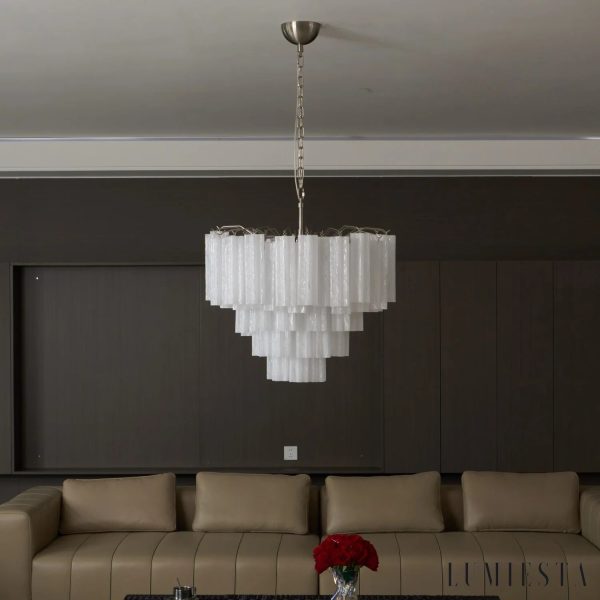 Garda - lampa wisząca glamour z metalową ramą i mrożonym szkłem