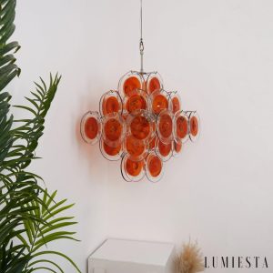 Lampa wisząca Ghiaccio - boczny widok niklowanej konstrukcji i szkła