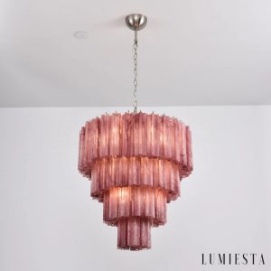 Lampa wisząca Grazia - widok od spodu na bursztynowe klosze i centralny trzon
