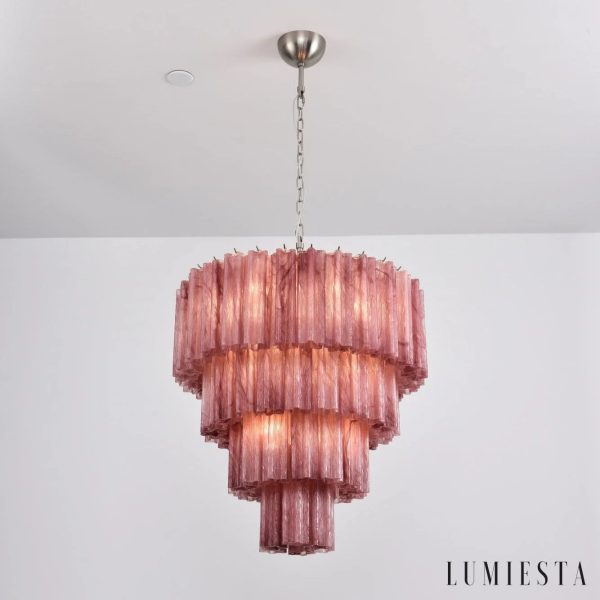 Lampa wisząca Grazia - widok od spodu na bursztynowe klosze i centralny trzon